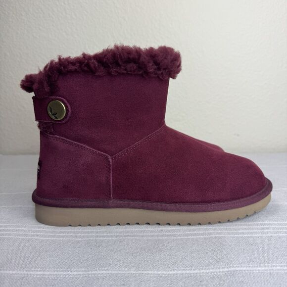 Kookaburra Ugg Jordina Mini Suede Sherpa Ankle Boots Booties Zinfandel Wine 8 - Picture 2 of 13
